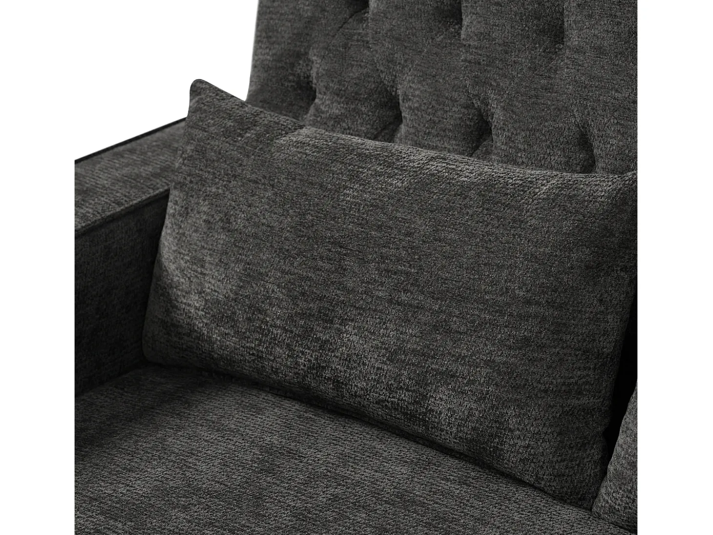 Sofá convertível de 2 lugares com entradas USB, suporte para copos e espaço para arrumação - Chenille cinzento