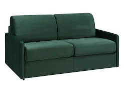 Sofá convertível em veludo verde escuro assento memória de forma 140 cm colchão 22 cm CALIFE