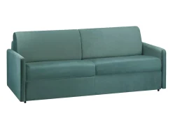 Sofá convertível em veludo verde esmeralda assento memória de forma 160 cm colchão 18 cm CALIFE