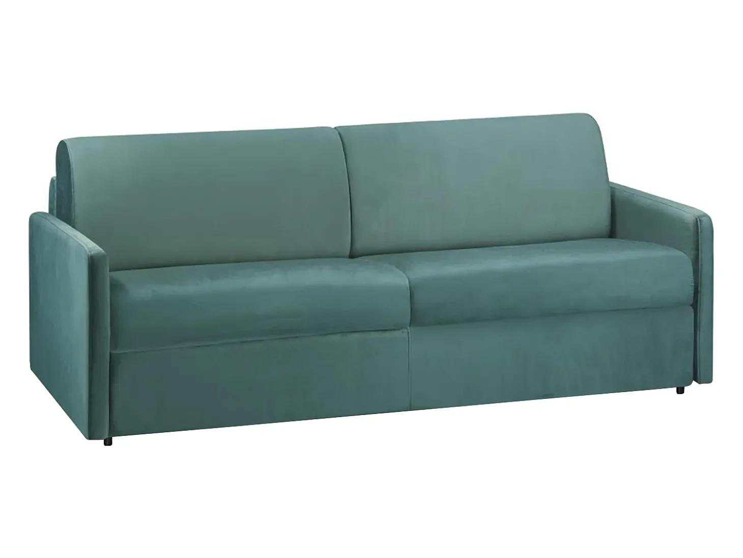 Sofá convertível em veludo verde esmeralda assento memória de forma 160 cm colchão 18 cm CALIFE