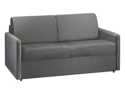 Sofá convertível em veludo cinza com assento com assento de memória de forma 120 cm colchão 22 cm CALIFE