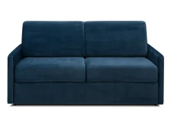 Sofá convertível em veludo azul noite com assento com assento de memória de forma 140 cm colchão 14 cm CALIFE