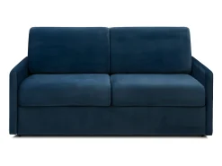Sofá convertível em veludo azul noite assento com assento de memória de forma 140 cm colchão 18 cm CALIFE