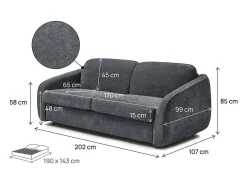 Sofá convertível "Laurie" Express em tecido texturado - cama de 140 cm - 3 lugares - Cinza