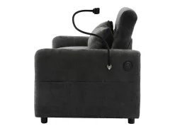 Sofá convertível multiângulo ajustável em tecido chenille - 2 lugares - com suporte para telefone e portas USB - Cinzento