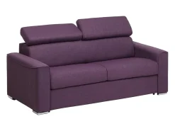 Sofá convertível tecido roxo assento memória de forma 140 ripas largas 22cm memória de forma VIZIR
