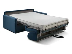 Sofá convertível veludo azul noite assento com assento de memória de forma 140 cm colchão 14 cm CALIFE