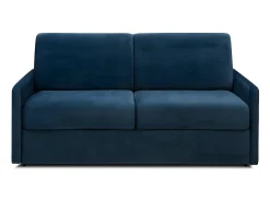 Sofá convertível veludo azul noite assento com assento de memória de forma 140 cm colchão 14 cm CALIFE