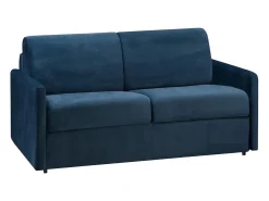 Sofá convertível veludo azul noite assento memória de forma 120 cm colchão 14 cm CALIFE