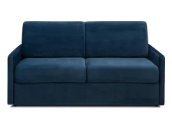 Sofá convertível veludo azul noite assento memória de forma 120 cm colchão 14 cm CALIFE