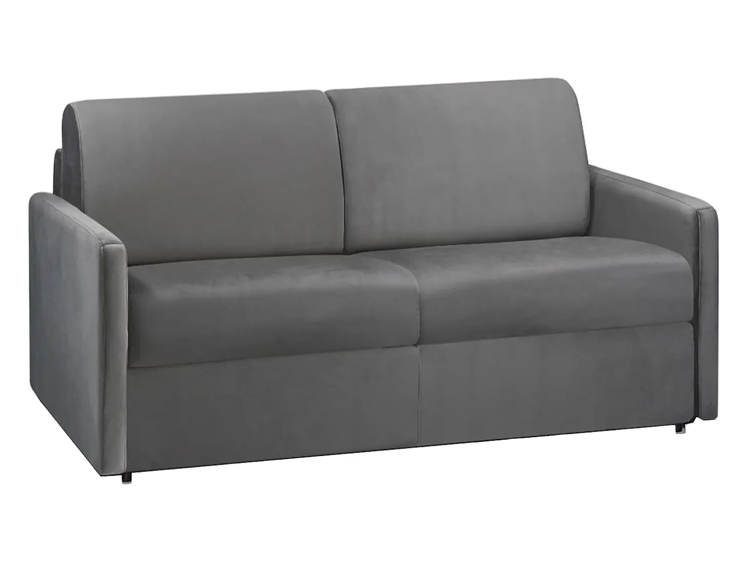 Sofá convertível veludo cinzento assento memória de forma 120 cm colchão 14 cm CALIFE