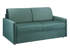 Sofá convertível veludo verde esmeralda assento memória de forma 140 cm colchão 14 cm CALIFE
