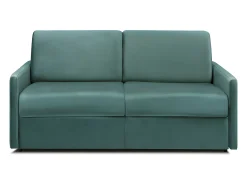 Sofá convertível veludo verde esmeralda assento memória de forma 140 cm colchão 14 cm CALIFE