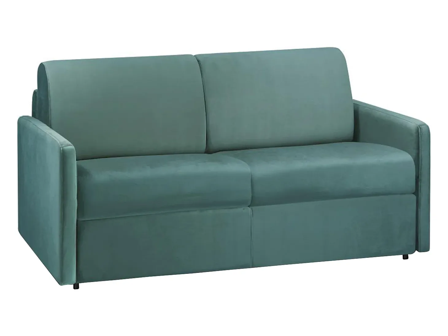 Sofá convertível veludo verde esmeralda assento memória de forma 120 cm colchão 22 cm CALIFE