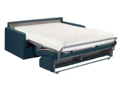 Sofá convertível veludo verde esmeralda assento memória de forma 140 cm colchão 18 cm CALIFE