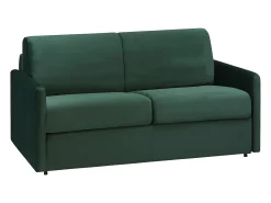 Sofá convertível veludo verde pinheiro assento memória de forma 120 cm colchão 14 cm CALIFE