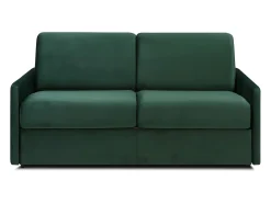 Sofá convertível veludo verde pinheiro assento memória de forma 140 cm colchão 14 cm CALIFE