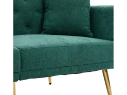 Sofá convertível verde esmeralda de 2 lugares com 2 portas USB, suporte para telemóvel e bolsos laterais 173x78x78cm