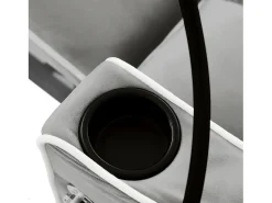 Sofá de 1 lugar - Poltrona com suporte para copos e suporte para telemóvel - veludo cinza e branco