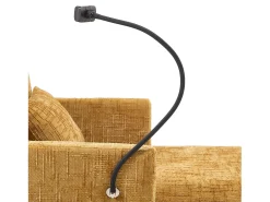 Sofá de 1 lugar com 2 bolsos laterais - Sofá para sala de estar com suporte para telemóvel e compartimento oculto - chenille amarelo