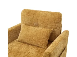 Sofá de 1 lugar com 2 bolsos laterais - Sofá para sala de estar com suporte para telemóvel e compartimento oculto - chenille amarelo