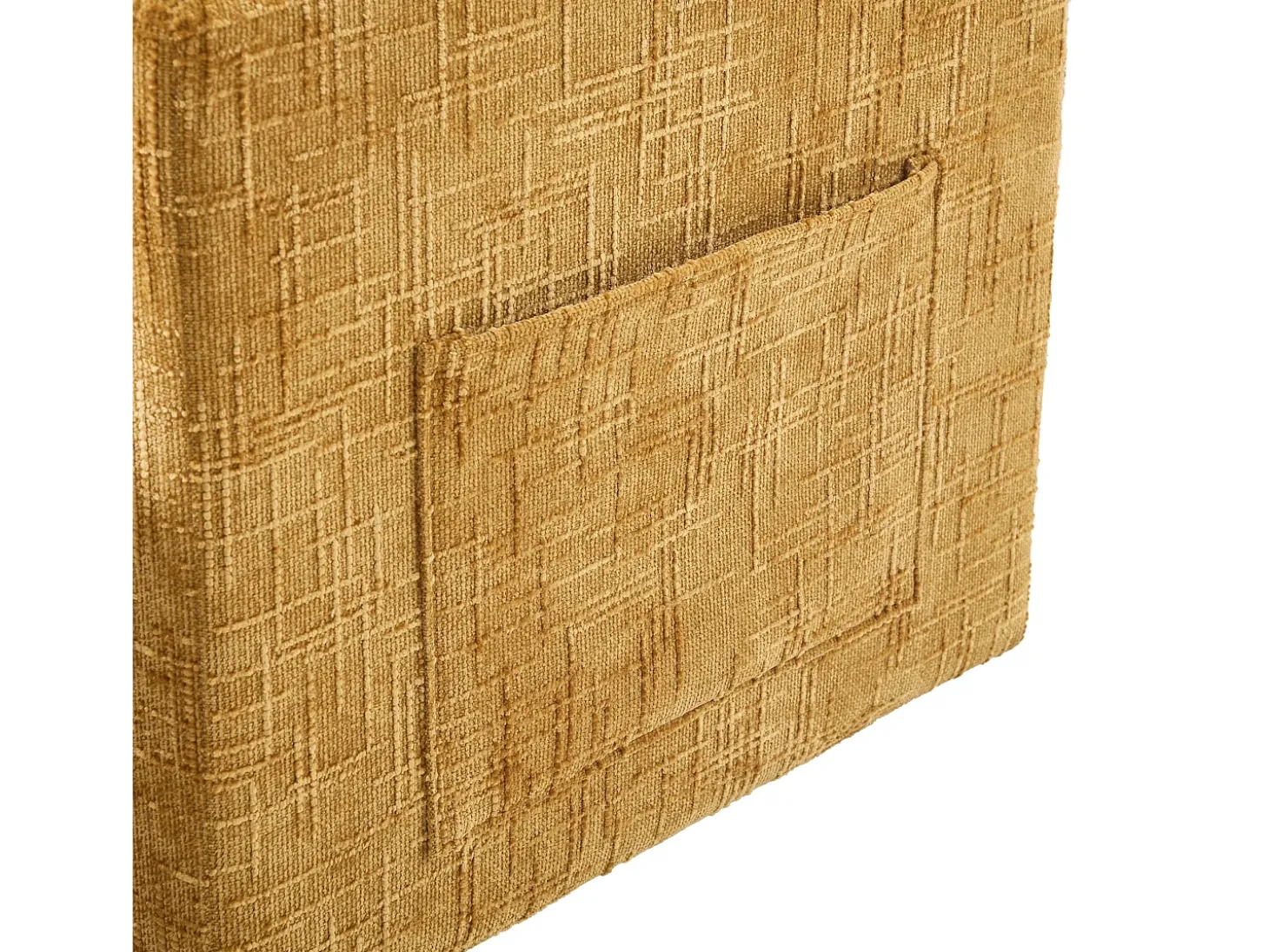 Sofá de 1 lugar com 2 bolsos laterais - Sofá para sala de estar com suporte para telemóvel e compartimento oculto - chenille amarelo