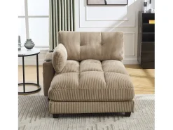 Sofá de 1 lugar com braços - Sofá de relaxamento com 2 bases para copos e bolsos laterais - bombazine caqui