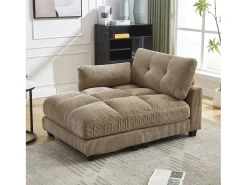 Sofá de 1 lugar com braços - Sofá de relaxamento com 2 bases para copos e bolsos laterais - bombazine caqui