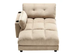 Sofá de 1 lugar com braços - Sofá de relaxamento com 2 bases para copos e bolsos laterais - bombazine caqui