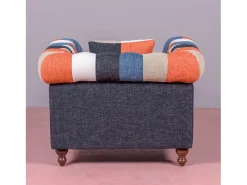 Sofá de 1 lugar estofado em patchwork - Chesterfield - Retalhos
