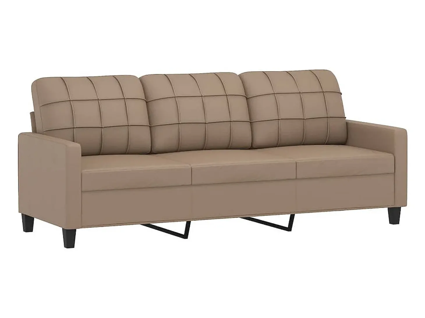 Sofá de 3 lugares 180 cm couro artificial cor cappuccino