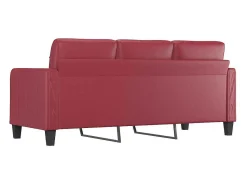Sofá de 3 lugares 180 cm couro artificial vermelho tinto