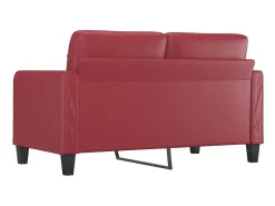 Sofá de 2 lugares 140 cm couro artificial vermelho tinto