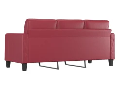 Sofá de 3 lugares 180 cm couro artificial vermelho tinto PT351818