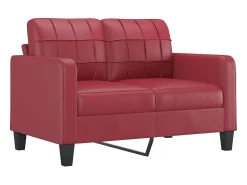 Sofá de 2 lugares 120 cm couro artificial vermelho tinto
