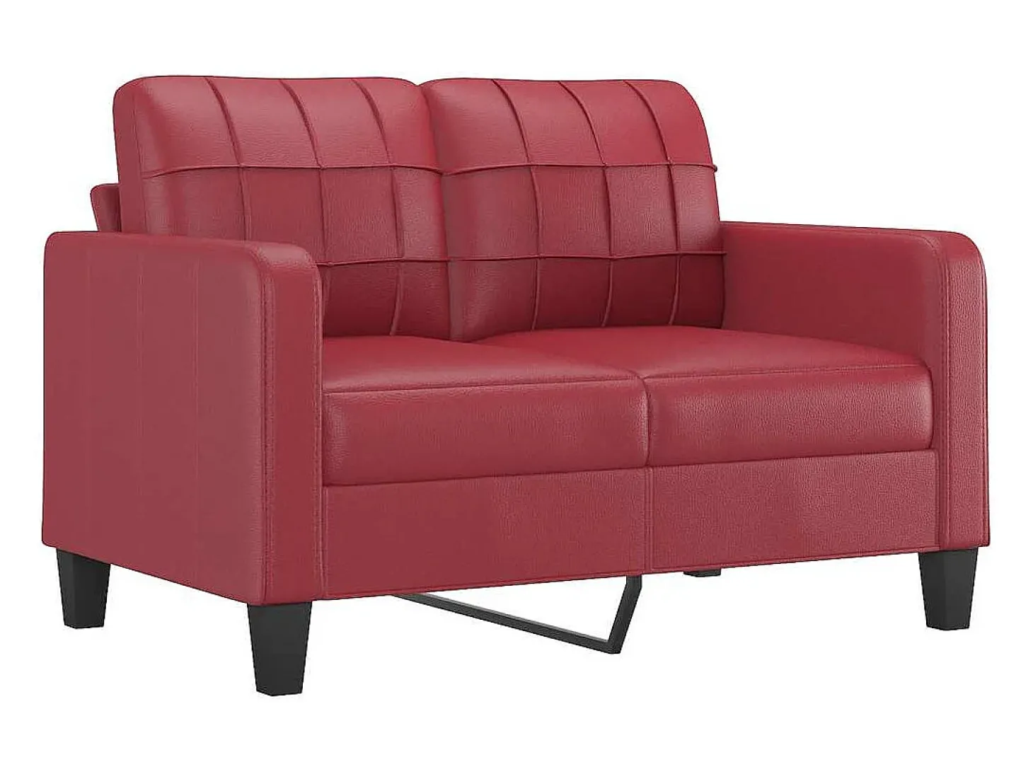 Sofá de 2 lugares 120 cm couro artificial vermelho tinto