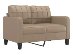 Sofá de 2 lugares 120 cm couro artificial cor cappuccino