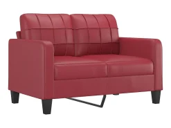 Sofá de 2 lugares 120 cm couro artificial vermelho tinto PT993016