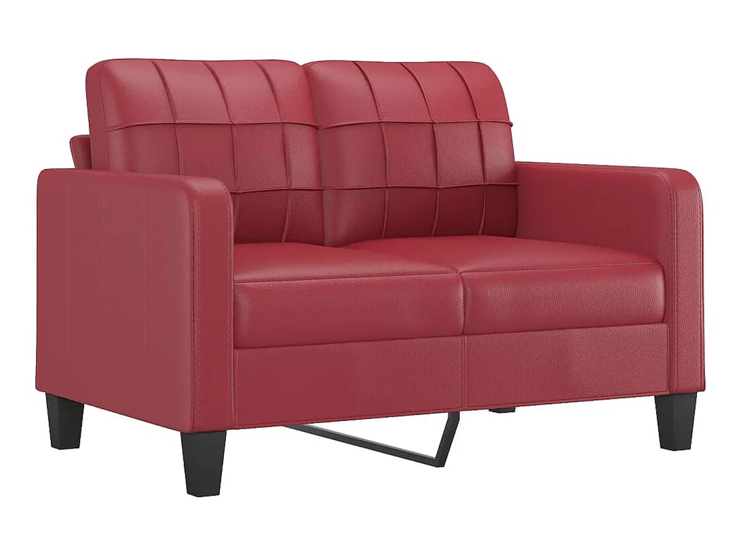 Sofá de 2 lugares 120 cm couro artificial vermelho tinto PT993016