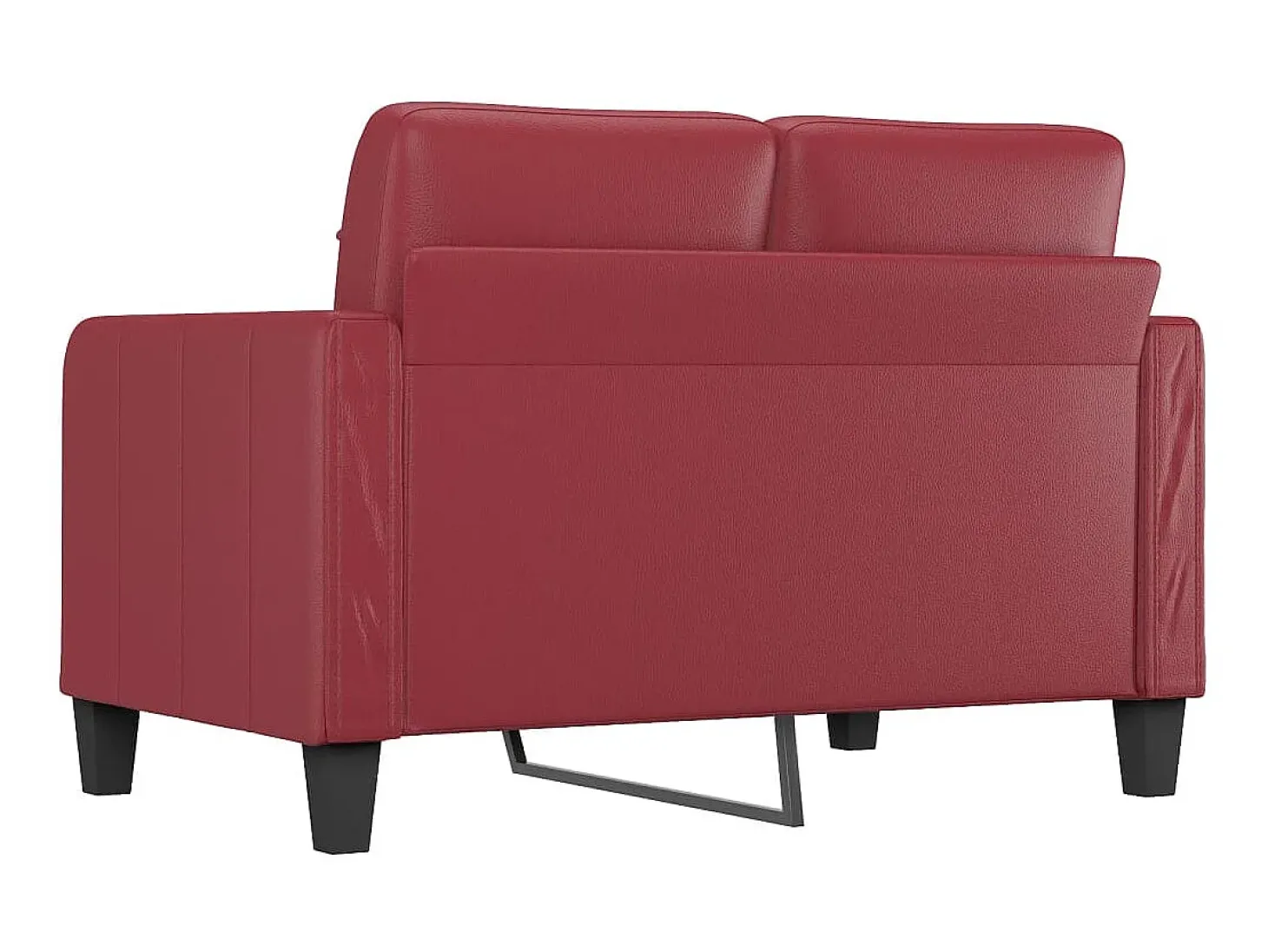 Sofá de 2 lugares 120 cm couro artificial vermelho tinto PT993016