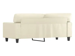 Sofá de 2 lugares 140 cm couro artificial cor creme