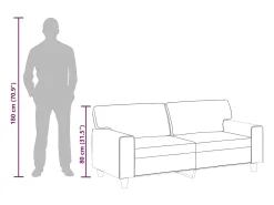 Sofá de 2 lugares 140 cm couro artificial preto