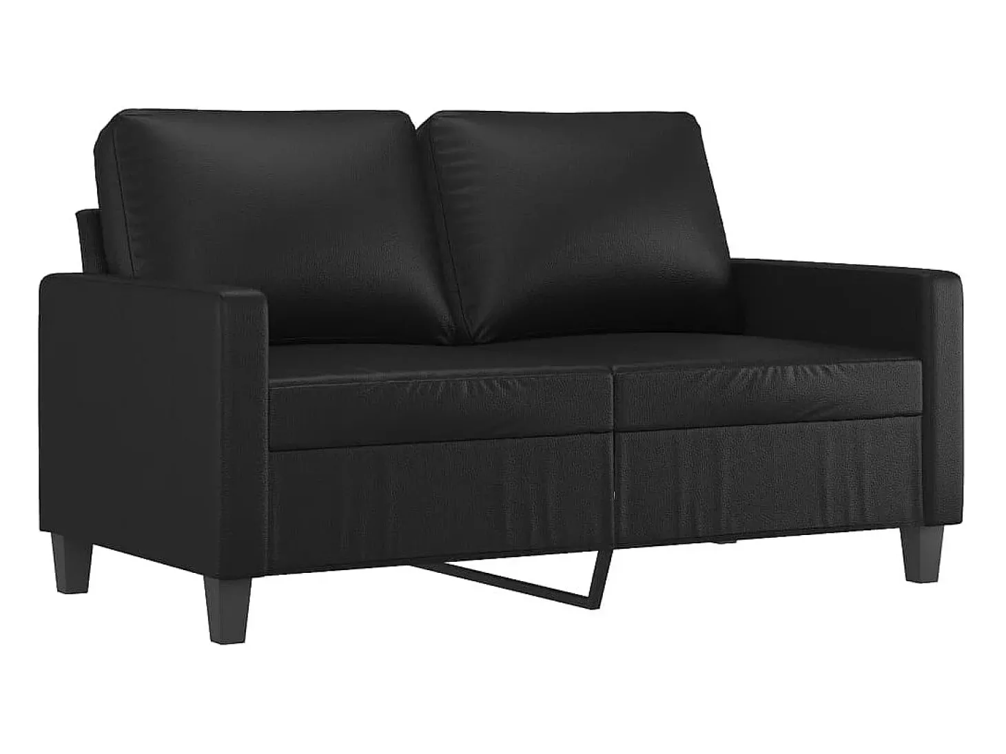 Sofá de 2 lugares 120 cm couro artificial preto