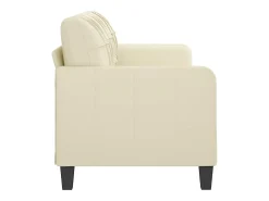 Sofá de 3 lugares 180 cm couro artificial cor creme