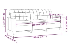 Sofá de 3 lugares 180 cm couro artificial cor creme