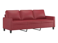 Sofá de 3 lugares 180 cm couro artificial vermelho tinto PT186395