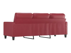 Sofá de 3 lugares 180 cm couro artificial vermelho tinto PT186395