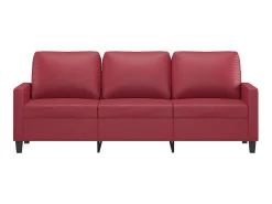 Sofá de 3 lugares 180 cm couro artificial vermelho tinto PT186395