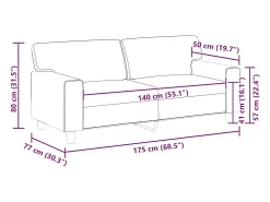 Sofá de 2 lugares 140 cm couro artificial cinza
