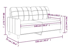 Sofá de 2 lugares 140 cm couro artificial cinza